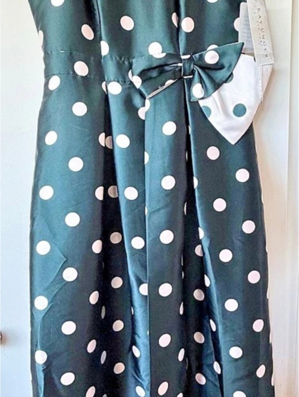 KAY UNGER Polka Dot Gown in Green & White Size 10 NWT